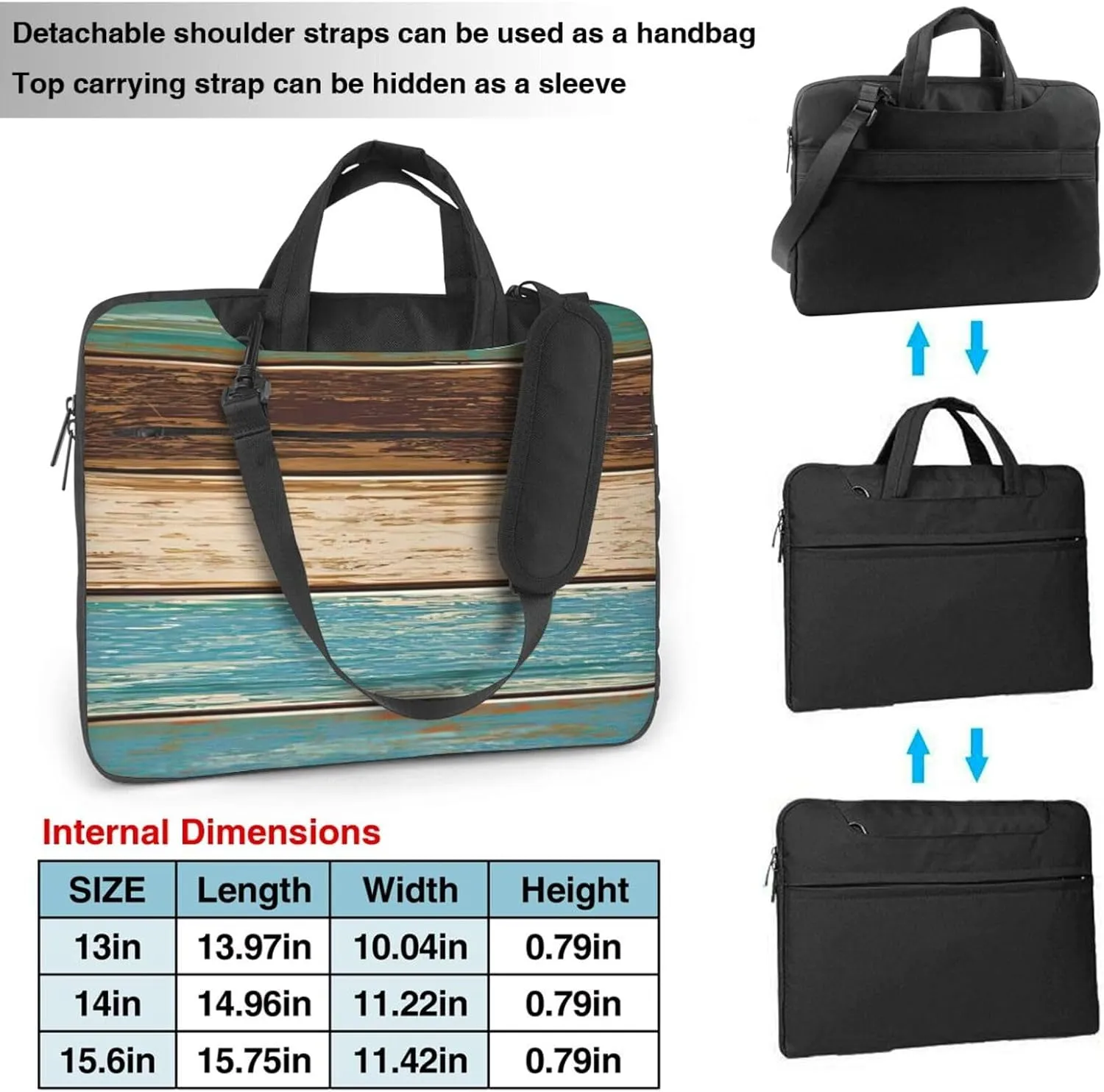 Rustic Wood Plank Print Laptop Bag,Can Use It Freely As A Shoulder Bag,Crossbody Bag,And Briefcase