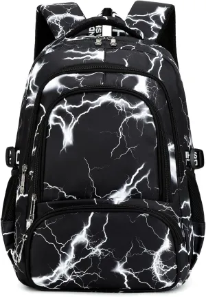 School Backpack Casual Daypack Travel Outdoor Camouflage Backpack Christmas Presents for Boys and Girls (AY Lighting Black)