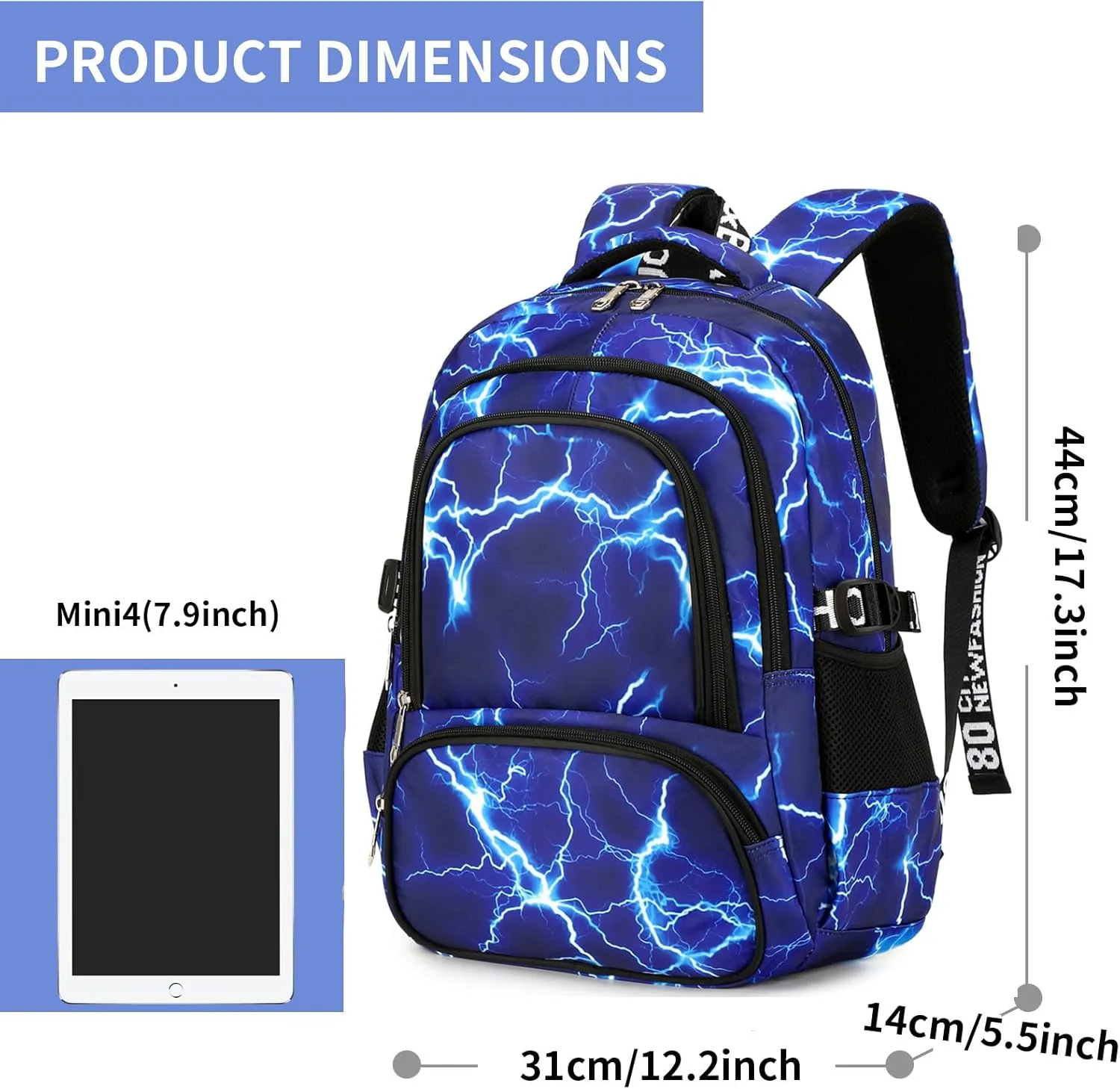 School Backpack Casual Daypack Travel Outdoor Camouflage Backpack Christmas Presents for Boys and Girls (AY Lighting Blue)
