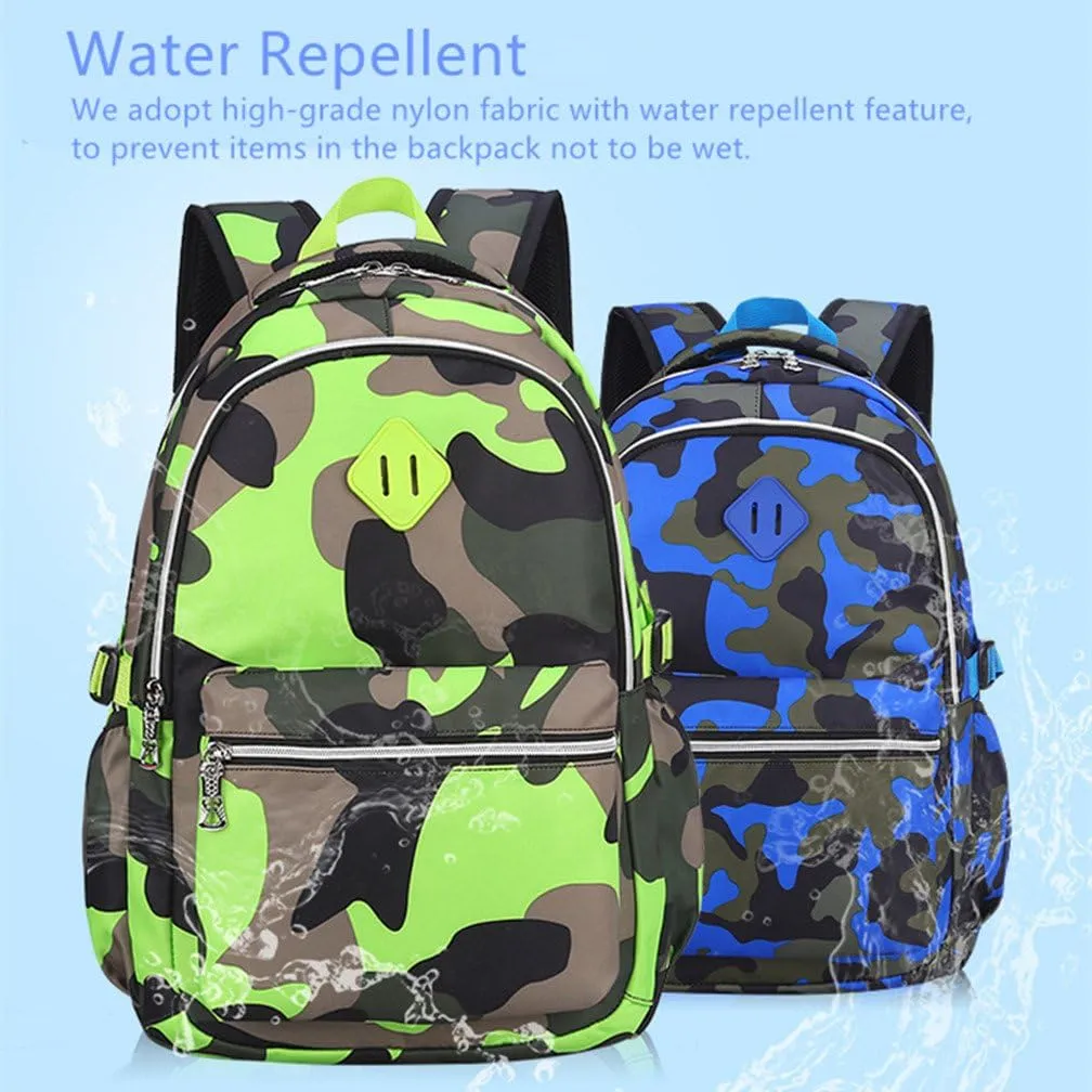 School Backpack Casual Daypack Travel Outdoor Camouflage Backpack Christmas Presents for Boys and Girls (Camo Blue)