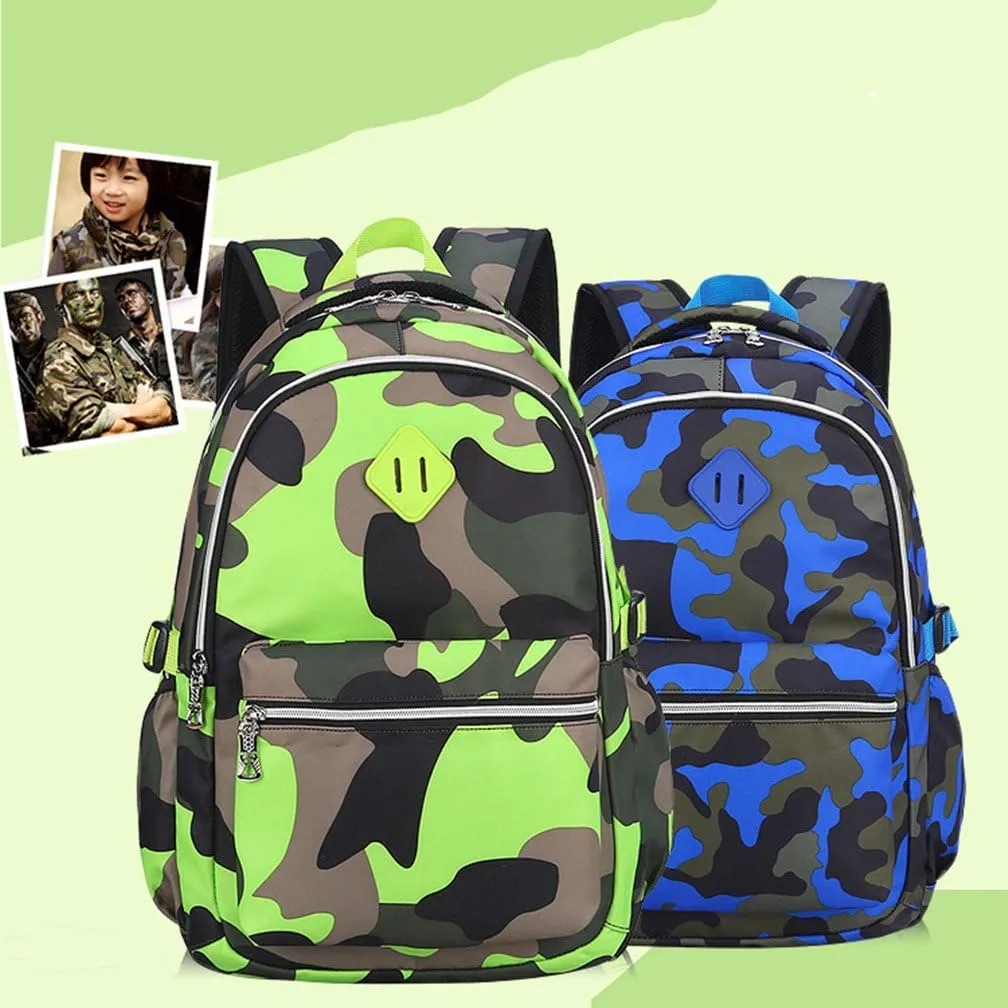 School Backpack Casual Daypack Travel Outdoor Camouflage Backpack Christmas Presents for Boys and Girls (Camo Blue)