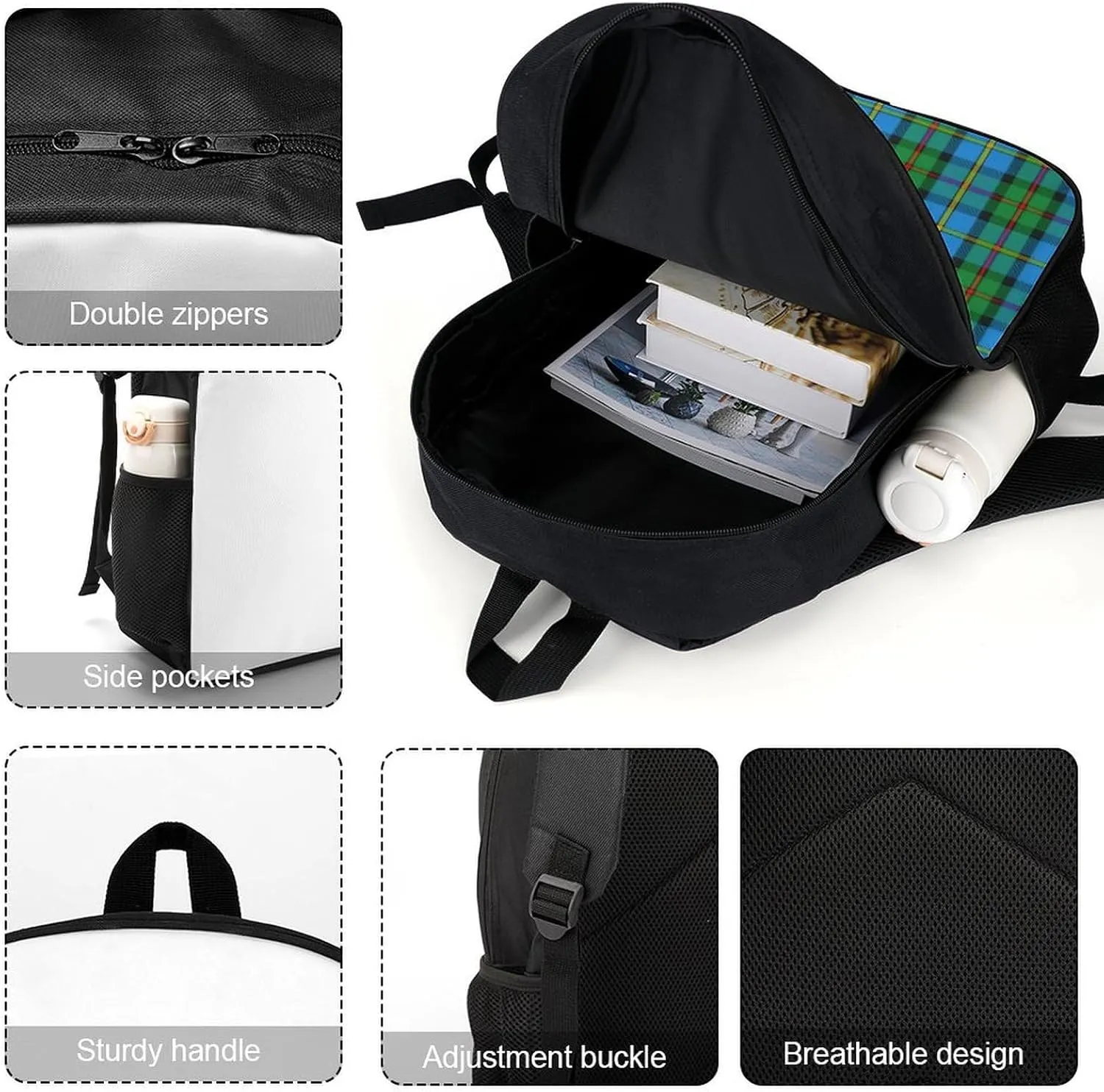 Scottish Clan MacLeod of Harris Tartan Plaid Backpack Lightweight Waterproof Backpacks Laptop Backpack for Unisex Casual Travel Daypacks Large Capacity