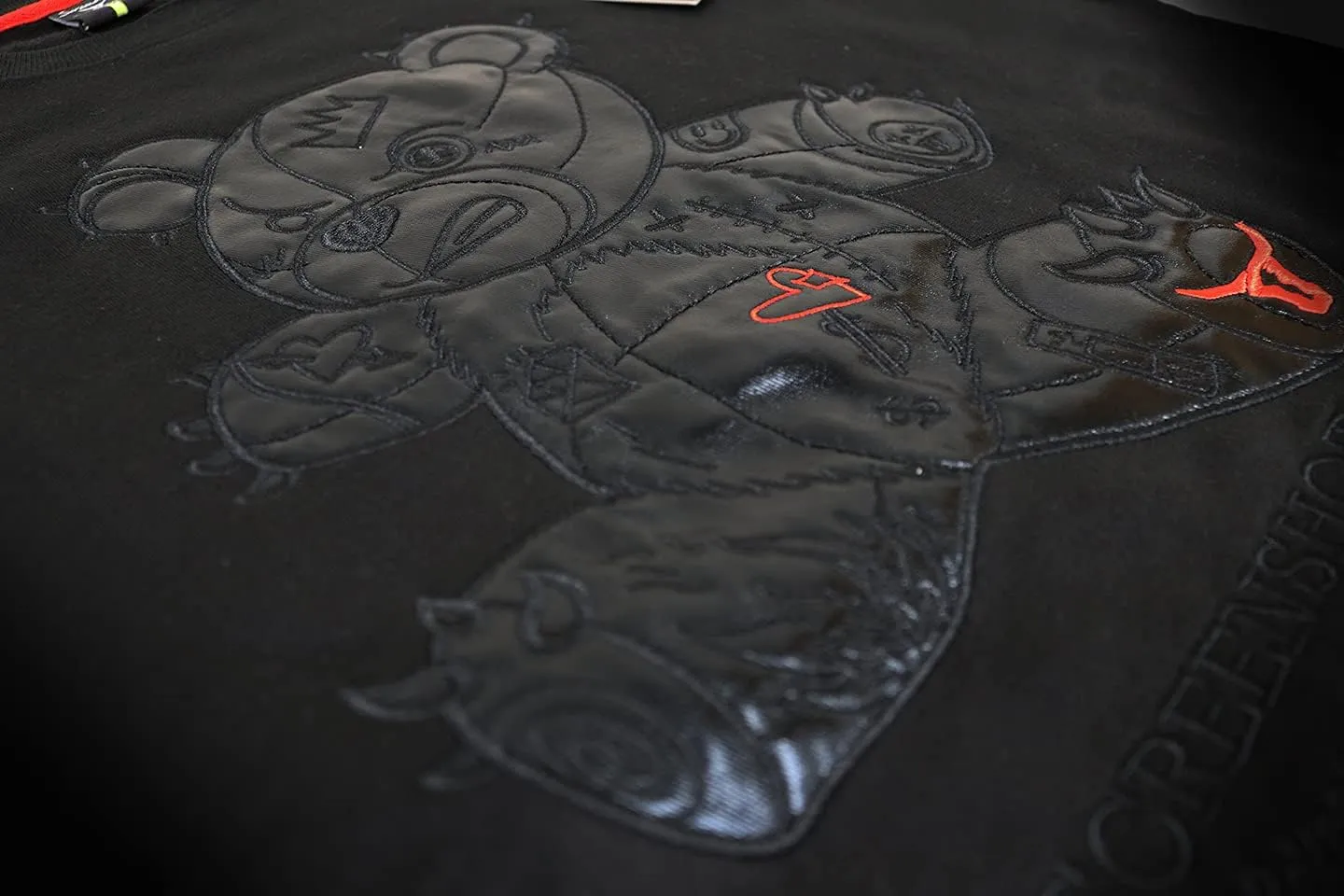 SCREENSHOT Mens Urban Premium Fleece Hoodie - Animation Cartoon Character Embroidery Patch Gel Print Hooded Sweatshirt
