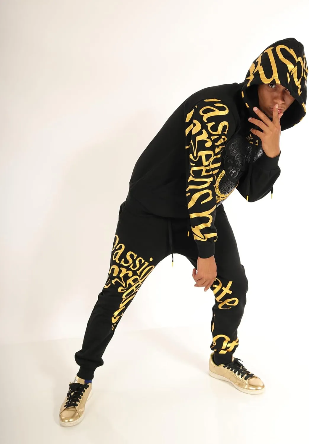 SCREENSHOT Mens Urban Premium Fleece Hoodie - Animation Cartoon Character Embroidery Patch Gel Print Hooded Sweatshirt