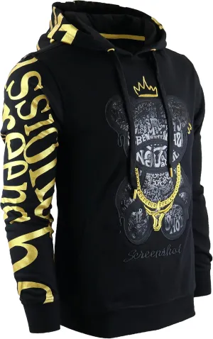 SCREENSHOT Mens Urban Premium Fleece Hoodie - Animation Cartoon Character Embroidery Patch Gel Print Hooded Sweatshirt