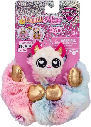 Scrunchmiez Giantz, These Cute Oversized scrunchies Magically Transform from Hair Accessory to Lovable Plush Collectible Friend and Backpack Clip! - Llama-Corn, Multicolor (96550)