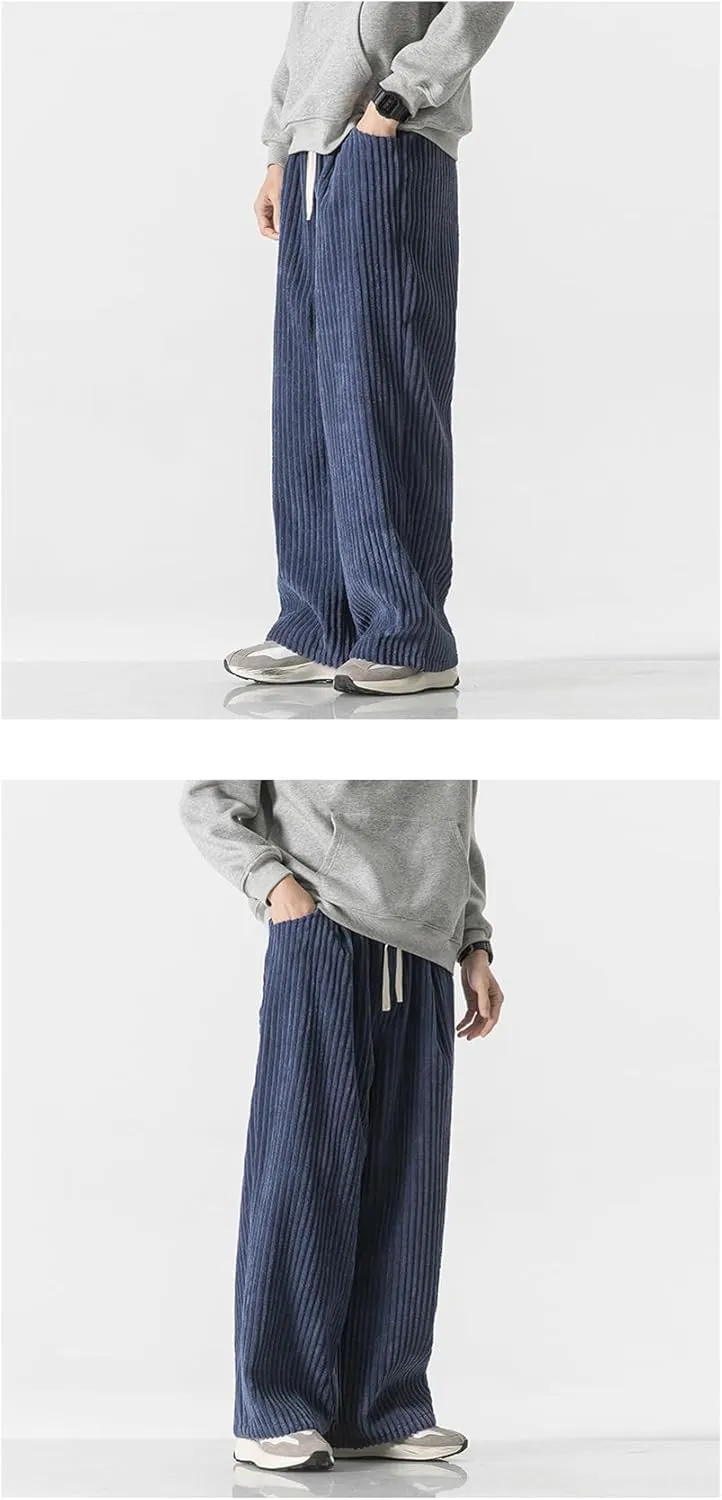 Seidarise Men's Corduroy Pants Wide wale Baggy Relaxed fit