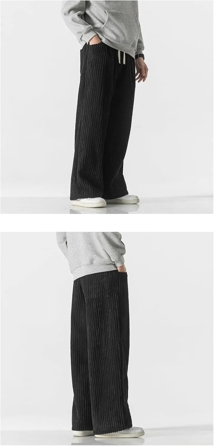 Seidarise Men's Corduroy Pants Wide wale Baggy Relaxed fit