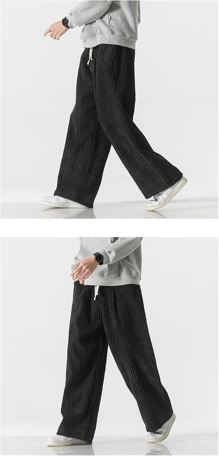 Seidarise Men's Corduroy Pants Wide wale Baggy Relaxed fit