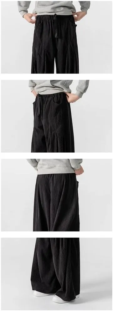 Seidarise Men's Corduroy Pants Wide wale Baggy Relaxed fit