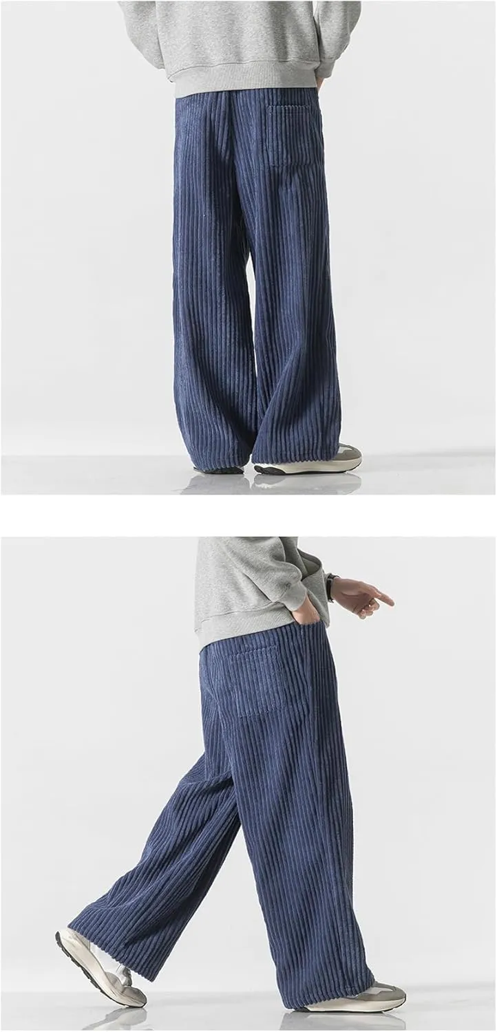 Seidarise Men's Corduroy Pants Wide wale Baggy Relaxed fit
