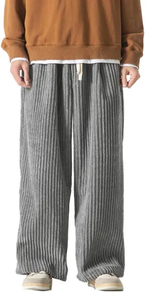 Seidarise Men's Corduroy Pants Wide wale Baggy Relaxed fit