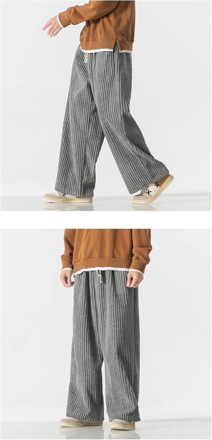 Seidarise Men's Corduroy Pants Wide wale Baggy Relaxed fit