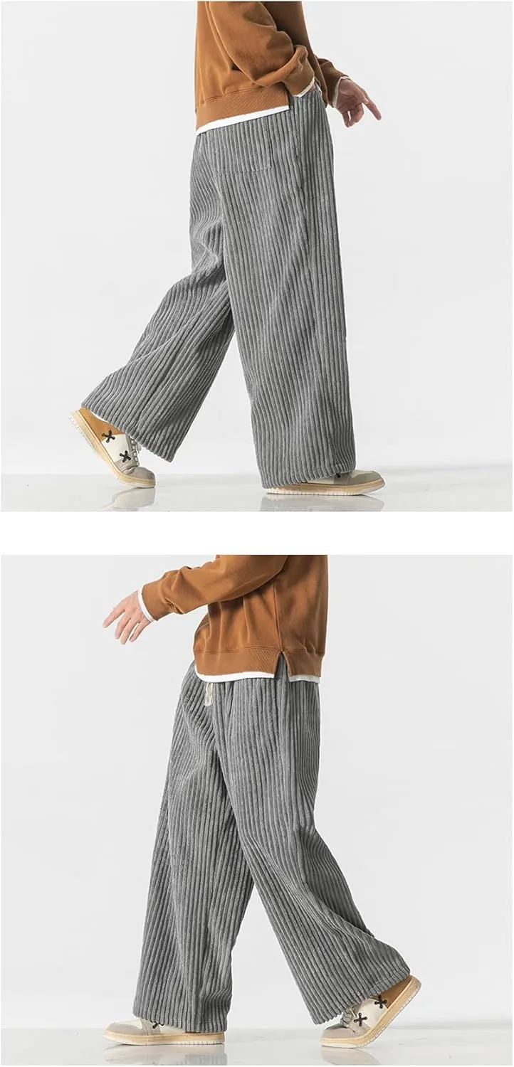Seidarise Men's Corduroy Pants Wide wale Baggy Relaxed fit