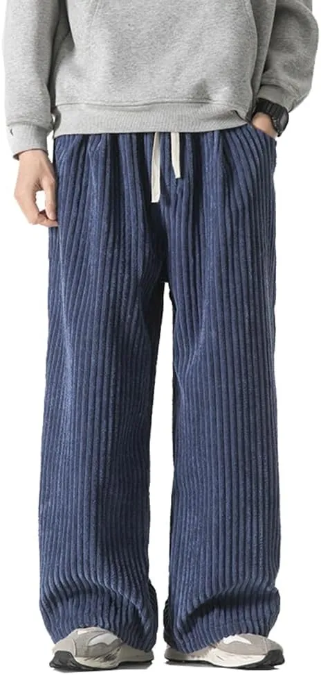 Seidarise Men's Corduroy Pants Wide wale Baggy Relaxed fit