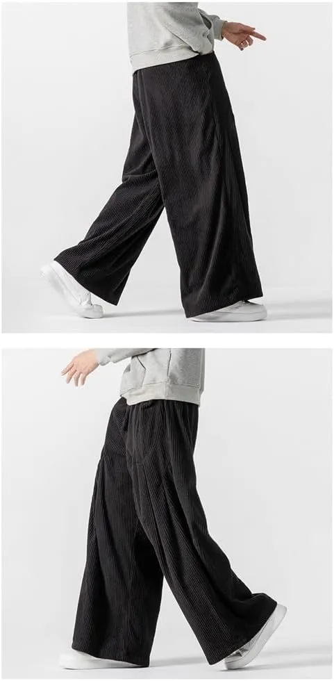 Seidarise Men's Corduroy Pants Wide wale Baggy Relaxed fit