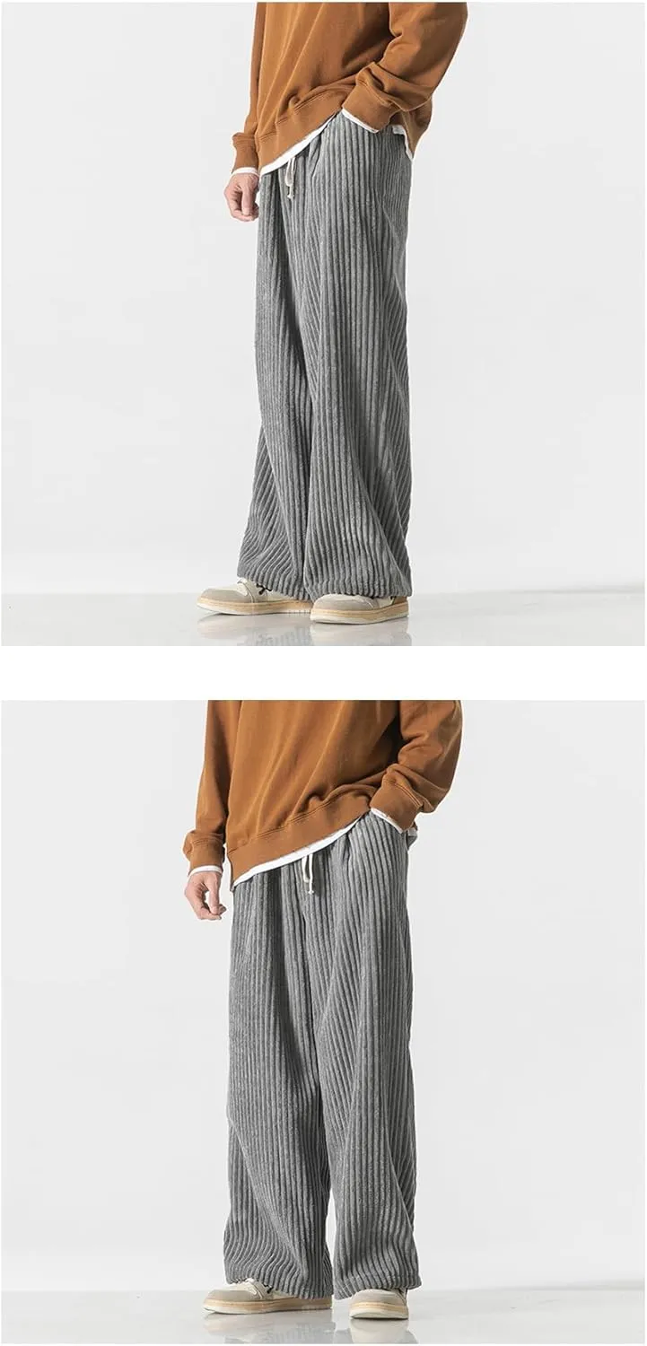 Seidarise Men's Corduroy Pants Wide wale Baggy Relaxed fit