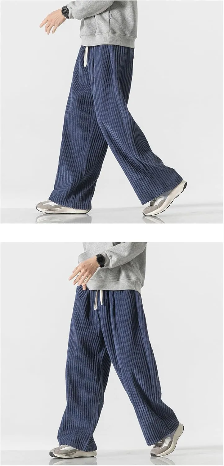 Seidarise Men's Corduroy Pants Wide wale Baggy Relaxed fit
