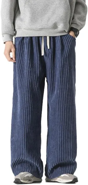 Seidarise Men's Corduroy Pants Wide wale Baggy Relaxed fit