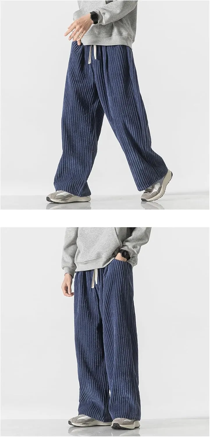 Seidarise Men's Corduroy Pants Wide wale Baggy Relaxed fit