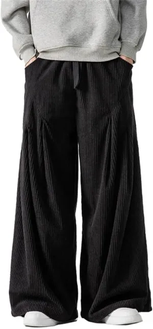Seidarise Men's Corduroy Pants Wide wale Baggy Relaxed fit