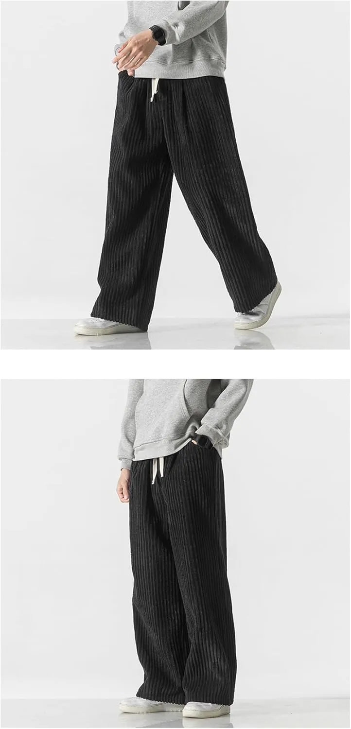 Seidarise Men's Corduroy Pants Wide wale Baggy Relaxed fit