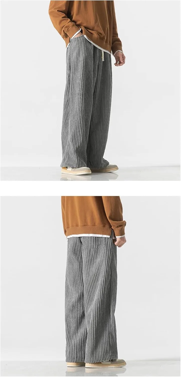 Seidarise Men's Corduroy Pants Wide wale Baggy Relaxed fit