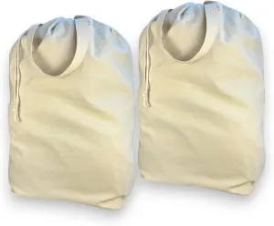SET of 2-100% Cotton Laundry Bags Extra Large Heavy Duty, Canvas Laundry Bag with 2 Handles and Drawstring, College Laundry Bag, Washable, made in USA.