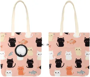 Show Head Pet Canvas Shoulder Bag, Black Brown Cats Pet Out Bag, Outcrop, Pet Out Shoulder Bag.