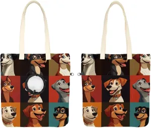 Show Head Pet Canvas Shoulder Bag, Cartoon Dogs (7) Pet Out Bag, Outcrop, Pet Out Shoulder Bag.