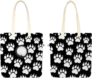 Show Head Pet Canvas Shoulder Bag, Chalk Dog paw Print Pet Out Bag, Outcrop, Pet Out Shoulder Bag.