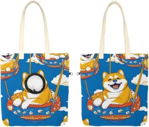 Show Head Pet Canvas Shoulder Bag, Cute Dog Pet Out Bag, Outcrop, Pet Out Shoulder Bag.