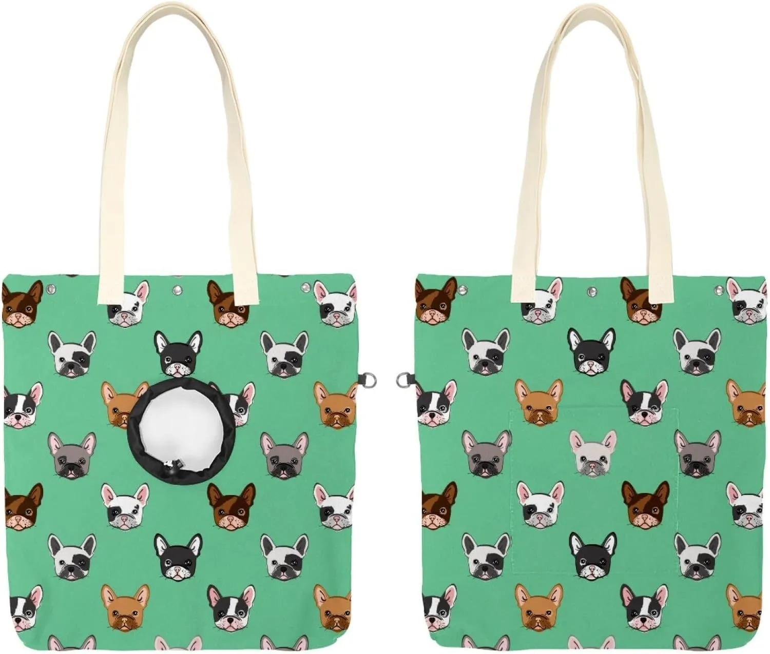 Show Head Pet Canvas Shoulder Bag, Cute French Bulldog Pet Out Bag, Outcrop, Pet Out Shoulder Bag.