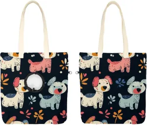 Show Head Pet Canvas Shoulder Bag, Hand Drawn Dog (1) Pet Out Bag, Outcrop, Pet Out Shoulder Bag.