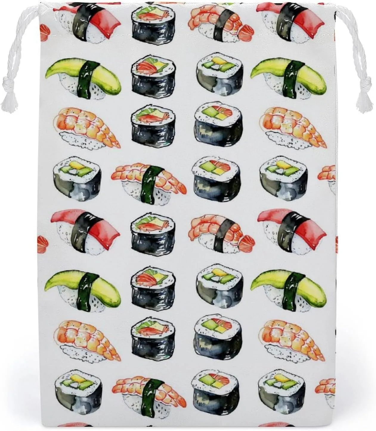 Shrimp Tuna Cucumber Sushi Platter Drawstring Gift Bags Double-Sided Printing Wedding Candy Bag Birthday Party 20 * 25cm