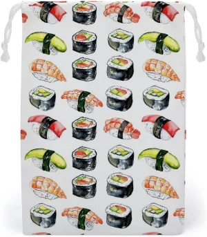 Shrimp Tuna Cucumber Sushi Platter Drawstring Gift Bags Double-Sided Printing Wedding Candy Bag Birthday Party 20 * 25cm