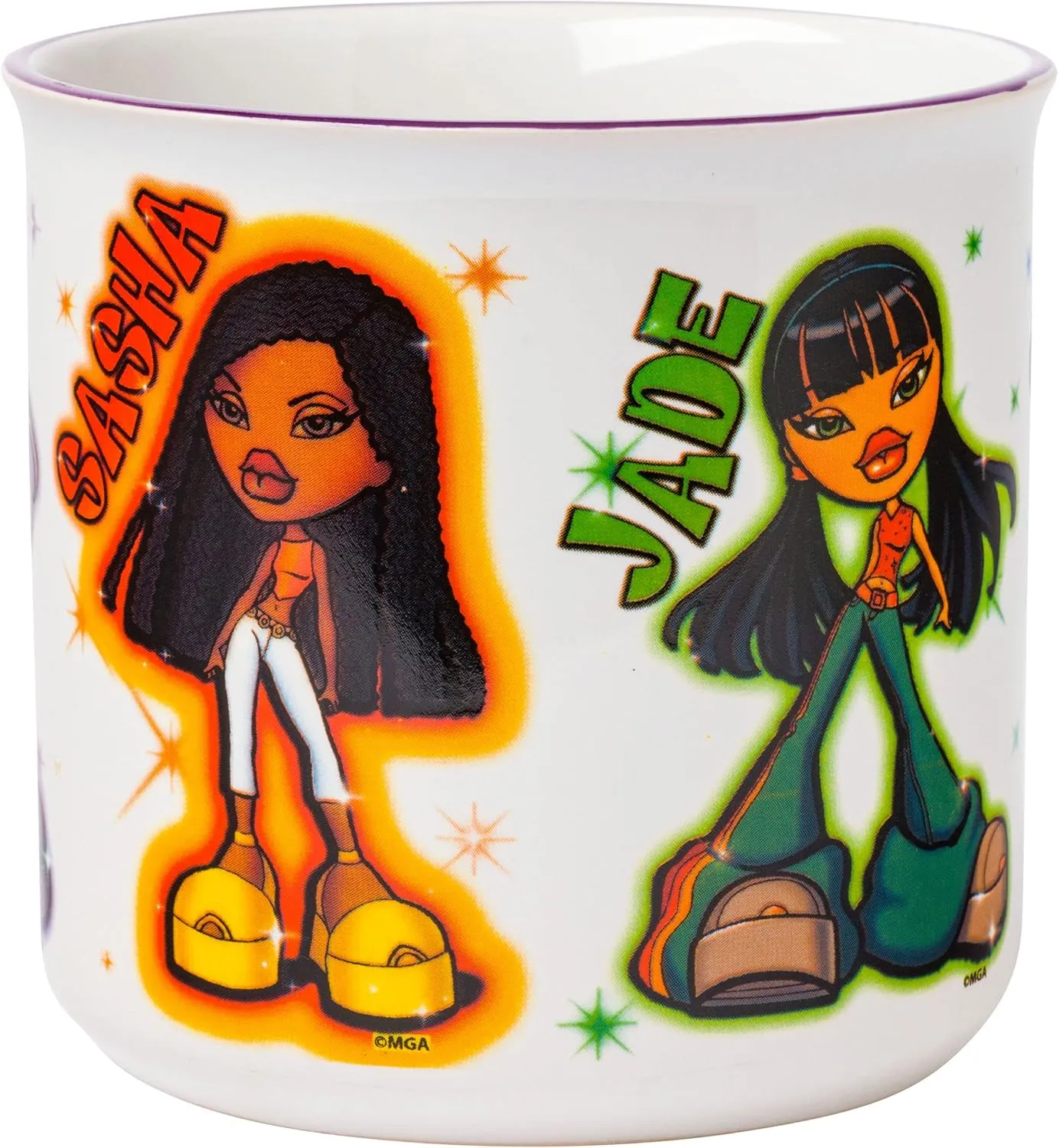 Silver Buffalo Bratz Dolls Featuring Yasmin, Sasha, Jade, and Cloe Ceramic Camper Mug, 20 Ounces