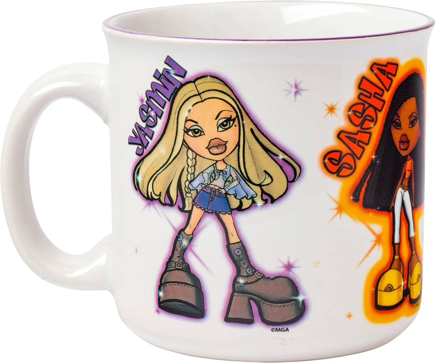 Silver Buffalo Bratz Dolls Featuring Yasmin, Sasha, Jade, and Cloe Ceramic Camper Mug, 20 Ounces