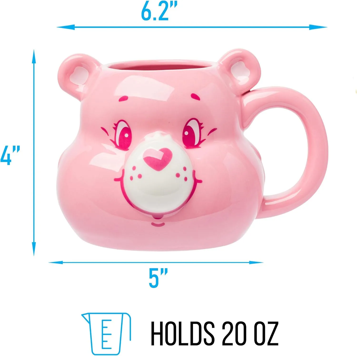 Silver Buffalo Care Bears Ceramic 3D Sculpted Mug Featuring Cheer Bear, 20 Ounces