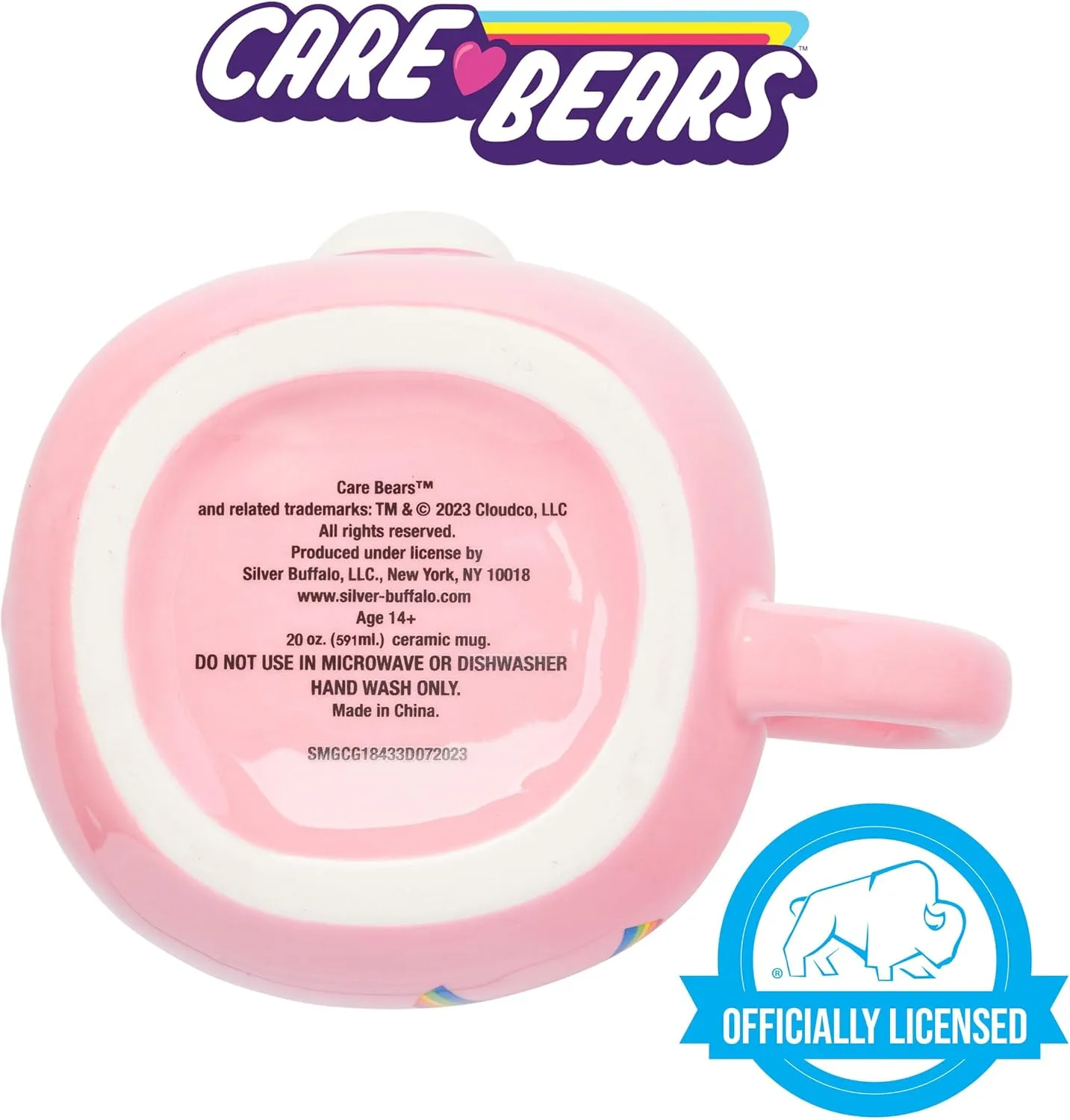 Silver Buffalo Care Bears Ceramic 3D Sculpted Mug Featuring Cheer Bear, 20 Ounces