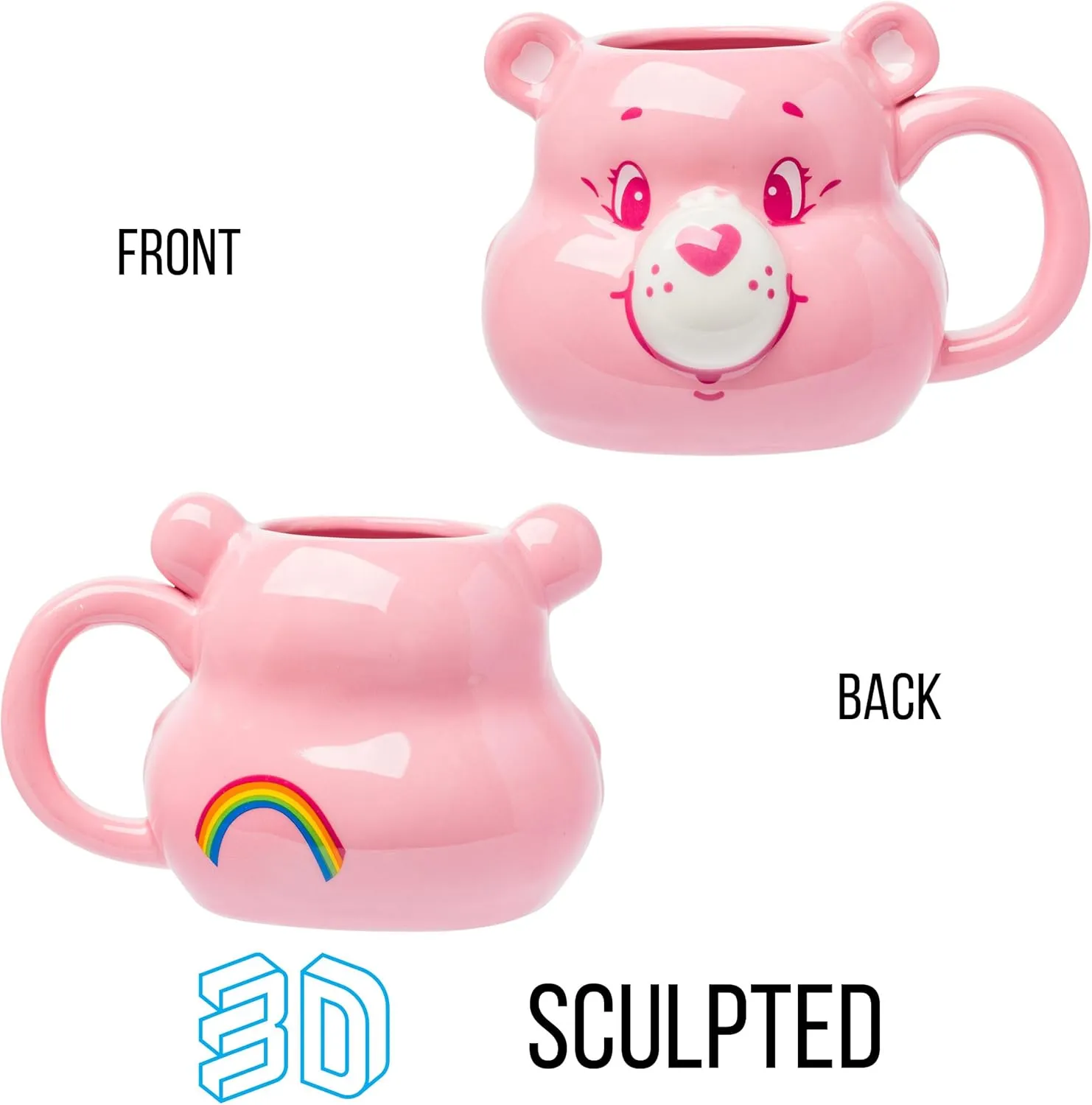 Silver Buffalo Care Bears Ceramic 3D Sculpted Mug Featuring Cheer Bear, 20 Ounces