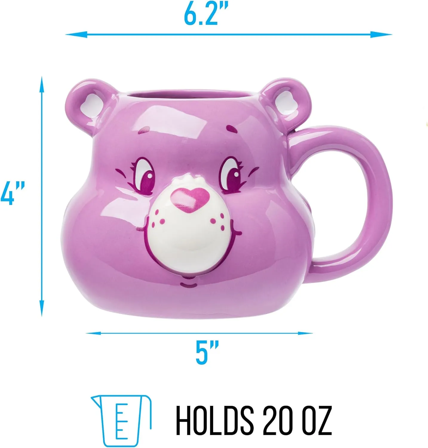 Silver Buffalo Care Bears Ceramic 3D Sculpted Mug Featuring Share Bear, 20 Ounces