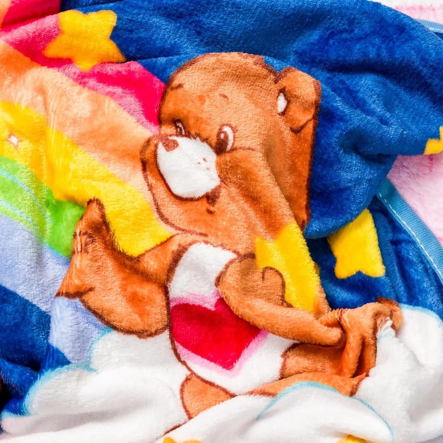 Silver Buffalo Care Bears Rainbow Heart Logo Fleece Throw Featuring Cheer Bear, Bedtime and Tenderheart Bears 45' x 60' Soft, Cozy 180 GSM
