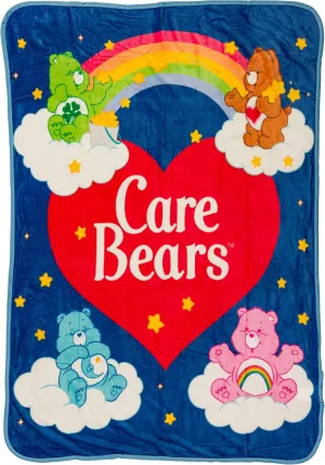 Silver Buffalo Care Bears Rainbow Heart Logo Fleece Throw Featuring Cheer Bear, Bedtime and Tenderheart Bears 45' x 60' Soft, Cozy 180 GSM