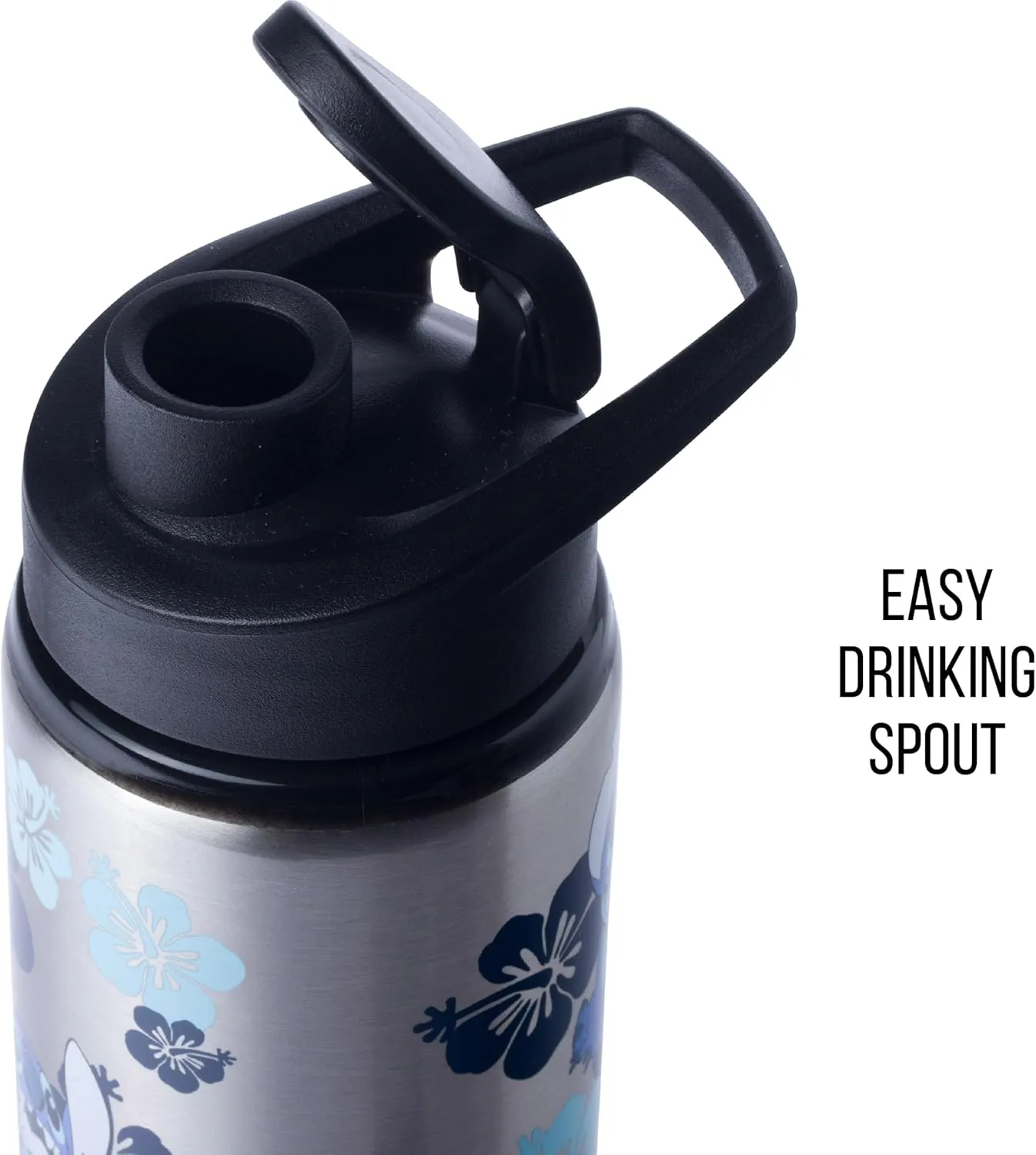 Silver Buffalo Disney Lilo and Stitch Double Walled Stainless Steel Water Bottle, 25 Ounces