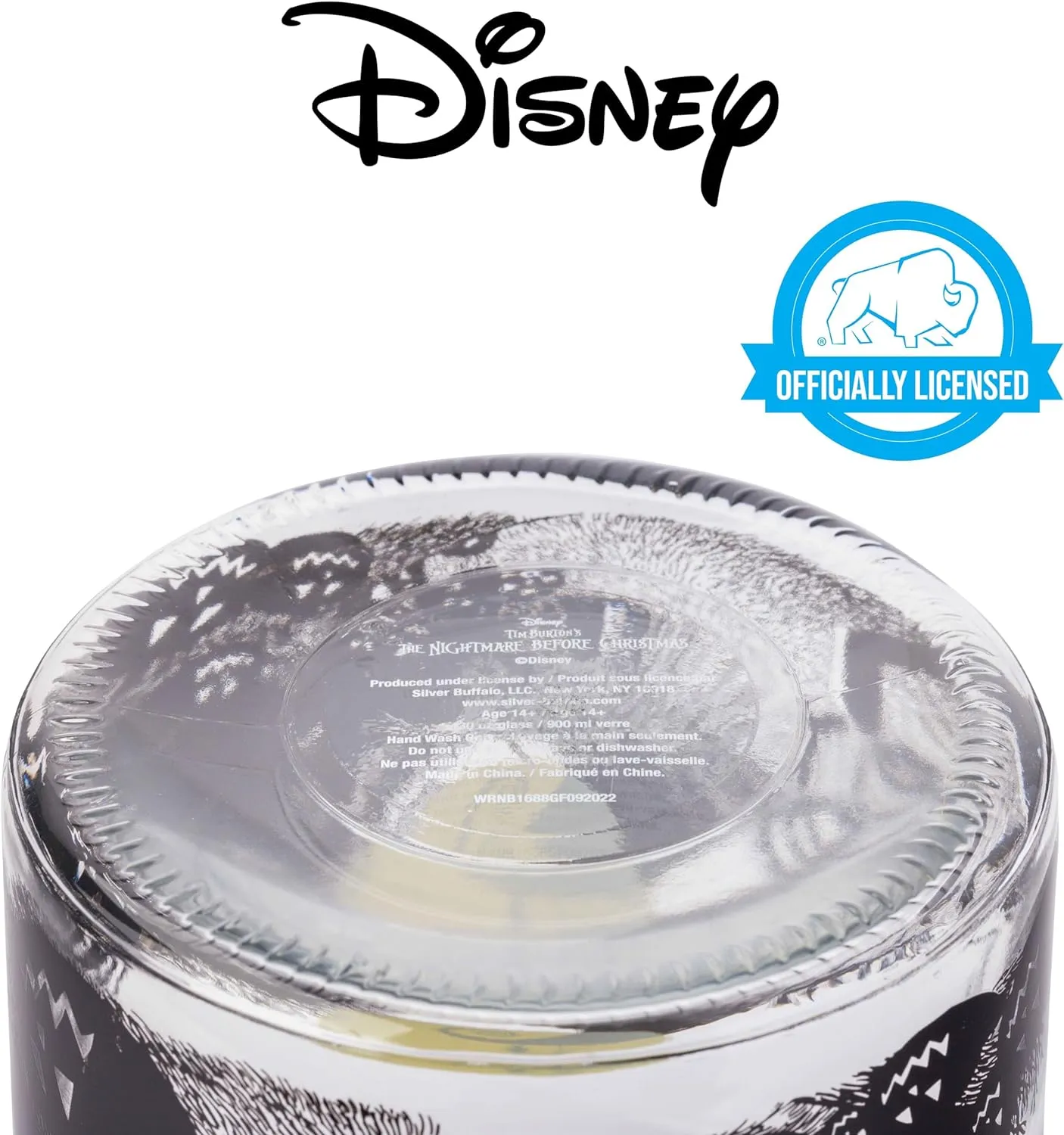 Silver Buffalo Disney Tim Burton Nightmare Before Christmas Moon Hill Graveyard Scene Jack Skellington and Sally Glass Cookie Snack Candy Jar with Lid (Small)