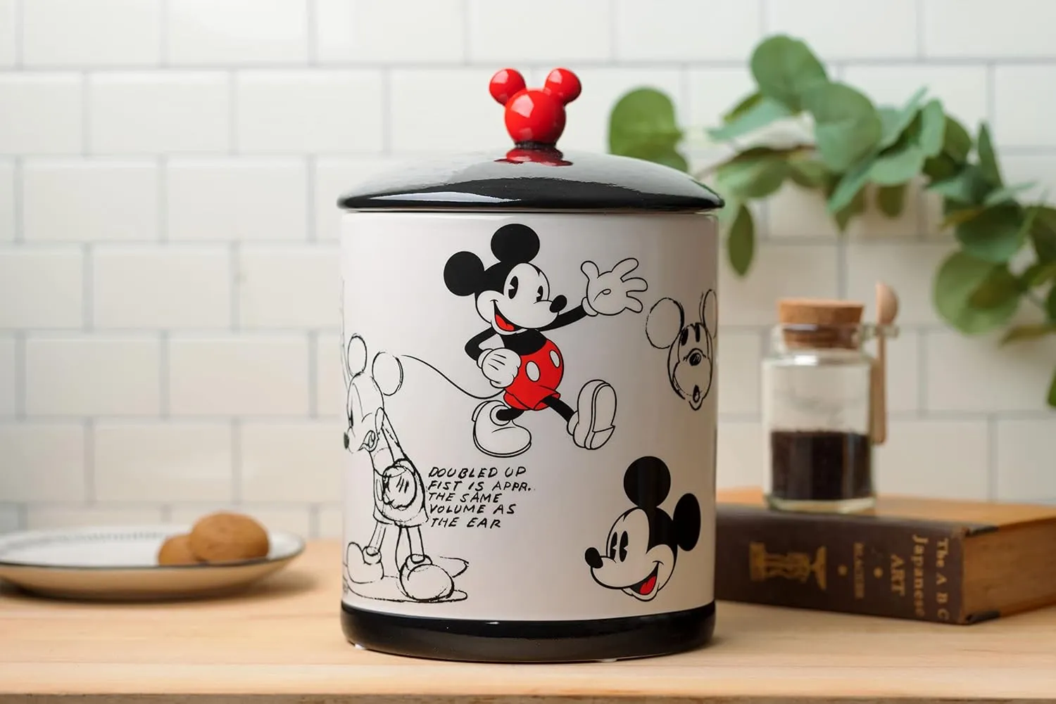 Silver Buffalo Disney Vintage Mickey Mouse Sketches Ceramic Cookie Snack Jar (Large)