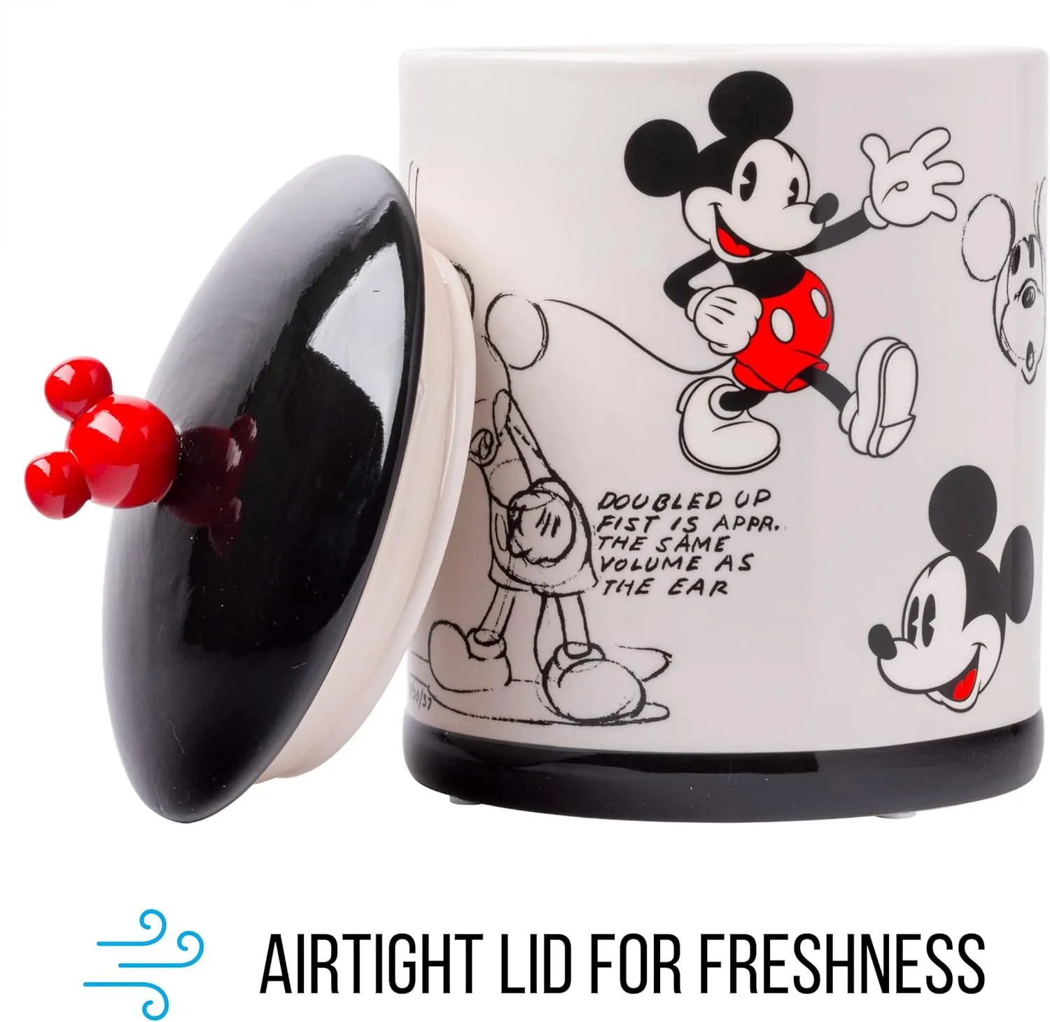 Silver Buffalo Disney Vintage Mickey Mouse Sketches Ceramic Cookie Snack Jar (Large)