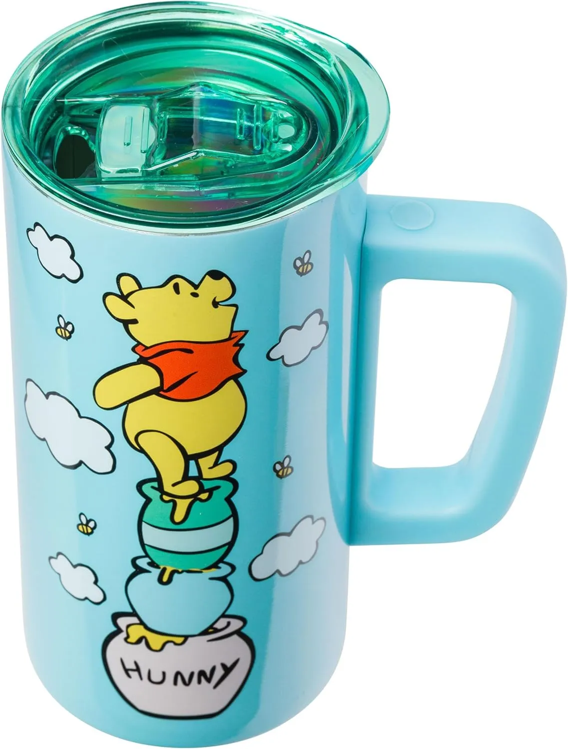 Silver Buffalo Disney Winnie the Pooh Hunny Stack Double Wall Stainless Steel Coffee Mug with Handle, 15 Ounces