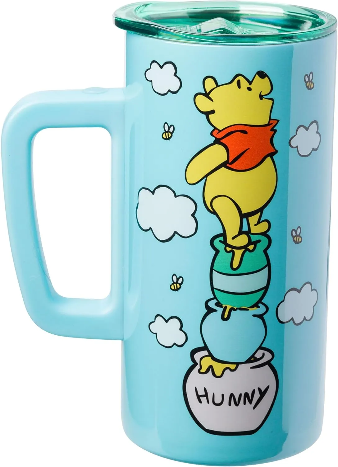 Silver Buffalo Disney Winnie the Pooh Hunny Stack Double Wall Stainless Steel Coffee Mug with Handle, 15 Ounces